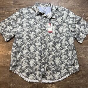 NWT Chaps Shirt Men 3XLT  Palm Tree Hawaiian Button Up Cotton Short‎ Sleeve